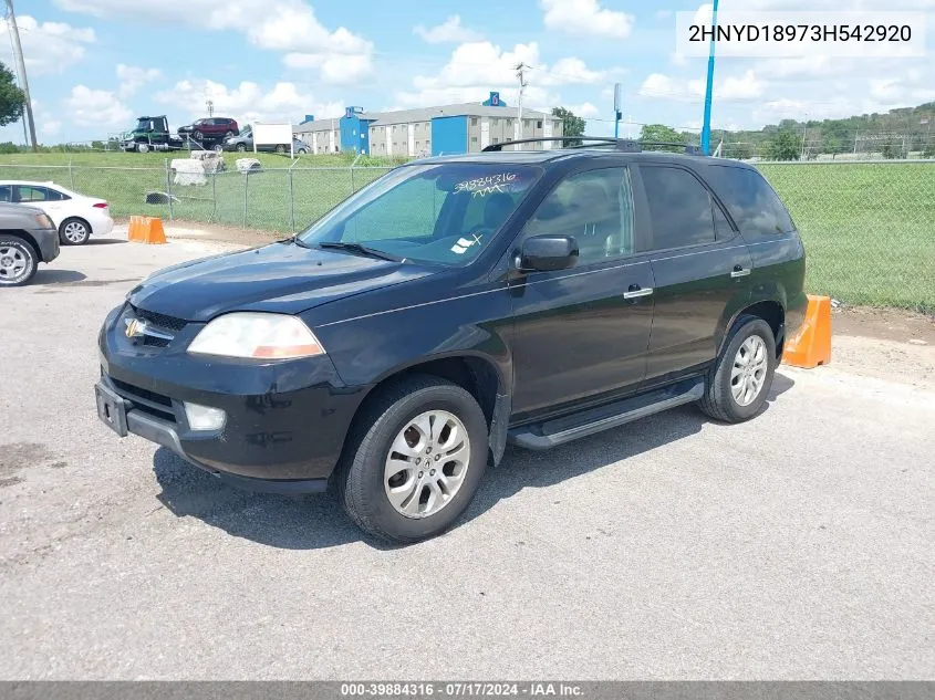 2003 Acura Mdx VIN: 2HNYD18973H542920 Lot: 39884316