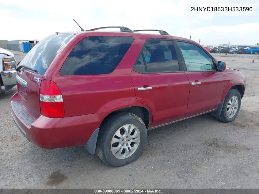 2003 Acura Mdx VIN: 2HNYD18633H533590 Lot: 39988081