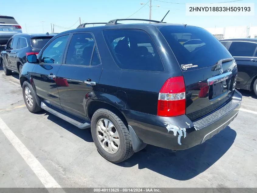 2003 Acura Mdx VIN: 2HNYD18833H509193 Lot: 40113625