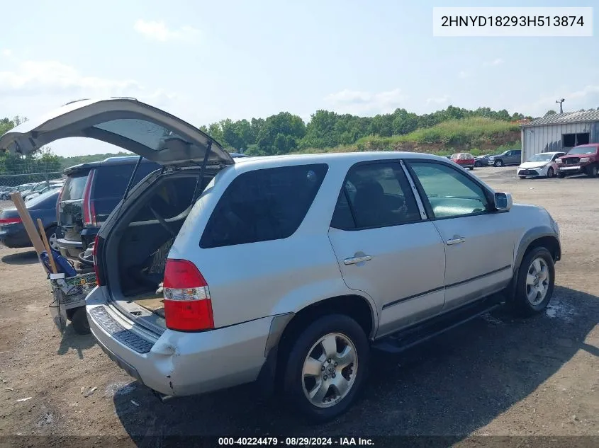 2003 Acura Mdx VIN: 2HNYD18293H513874 Lot: 40224479