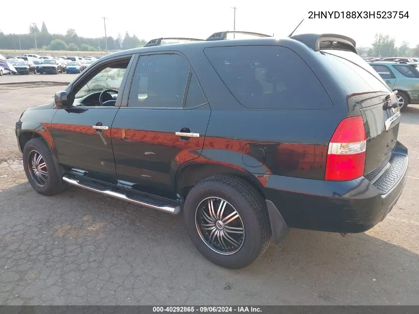 2003 Acura Mdx VIN: 2HNYD188X3H523754 Lot: 40292865