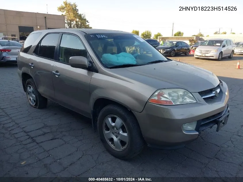 2003 Acura Mdx VIN: 2HNYD18223H514526 Lot: 40485632