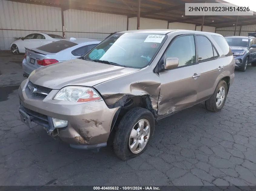 2003 Acura Mdx VIN: 2HNYD18223H514526 Lot: 40485632