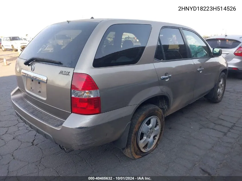 2003 Acura Mdx VIN: 2HNYD18223H514526 Lot: 40485632