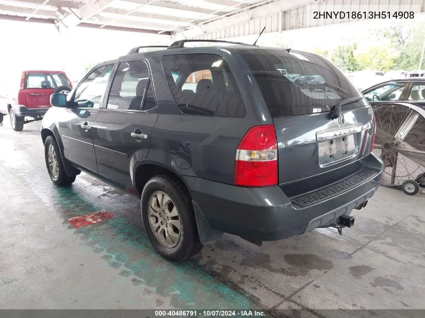 2003 Acura Mdx VIN: 2HNYD18613H514908 Lot: 40486791