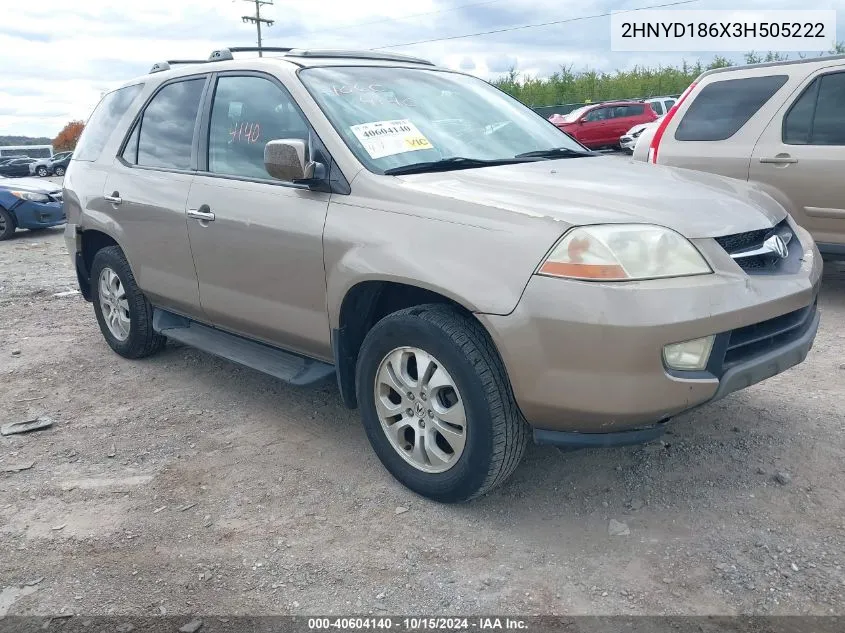 2003 Acura Mdx VIN: 2HNYD186X3H505222 Lot: 40604140