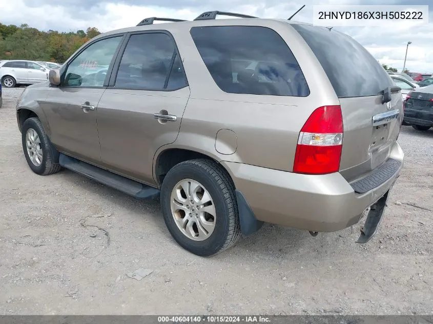 2003 Acura Mdx VIN: 2HNYD186X3H505222 Lot: 40604140