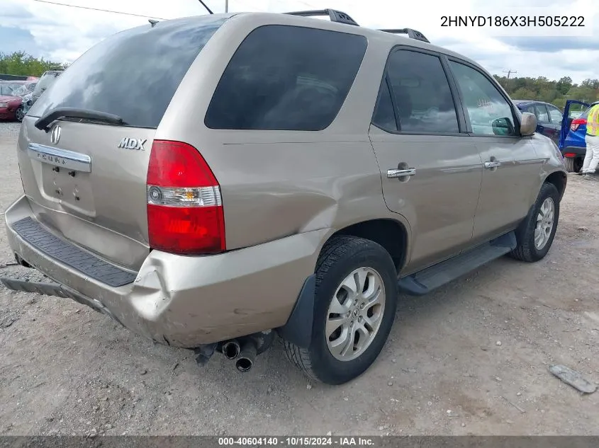 2003 Acura Mdx VIN: 2HNYD186X3H505222 Lot: 40604140