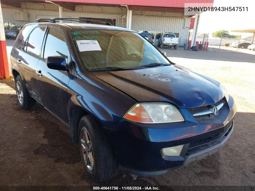 2003 Acura Mdx VIN: 2HNYD18943H547511 Lot: 40641756