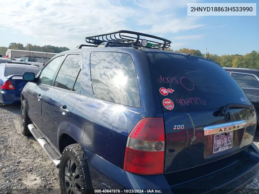 2003 Acura Mdx VIN: 2HNYD18863H533990 Lot: 40647876