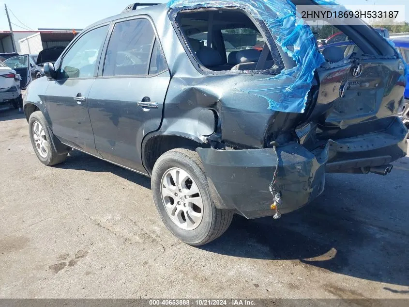 2003 Acura Mdx VIN: 2HNYD18693H533187 Lot: 40653888