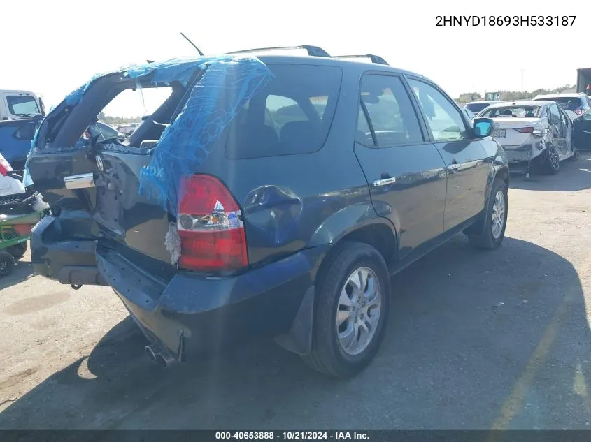 2003 Acura Mdx VIN: 2HNYD18693H533187 Lot: 40653888