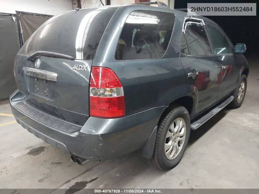 2003 Acura Mdx VIN: 2HNYD18603H552484 Lot: 40767928