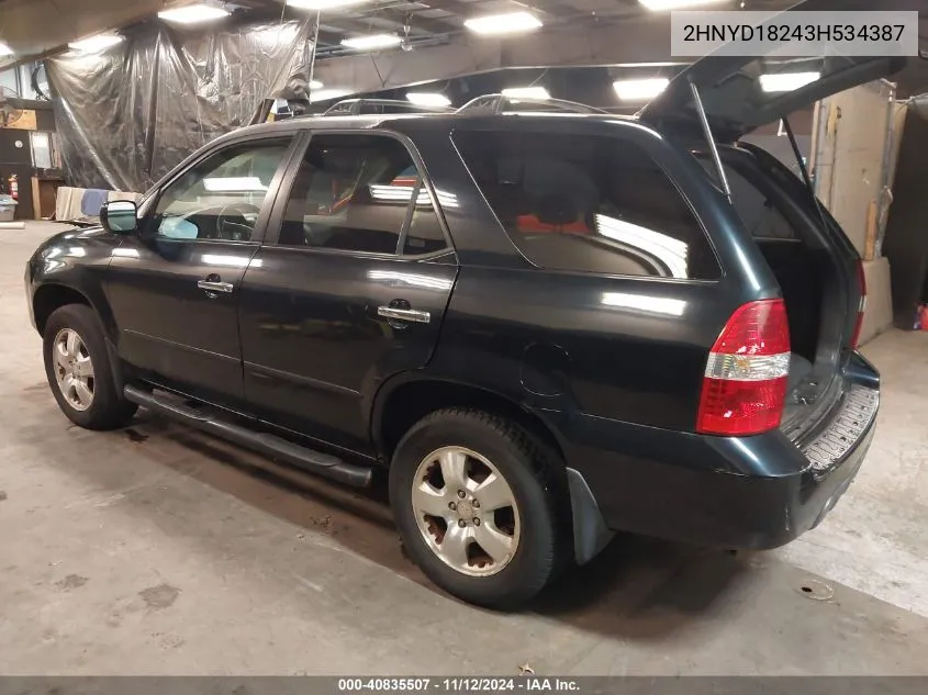 2003 Acura Mdx VIN: 2HNYD18243H534387 Lot: 40835507