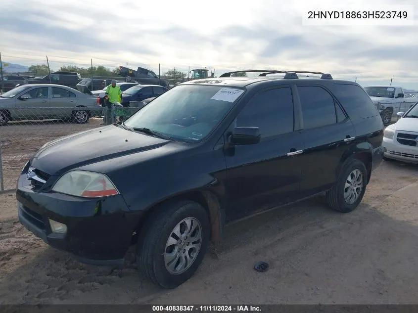 2003 Acura Mdx VIN: 2HNYD18863H523749 Lot: 40838347