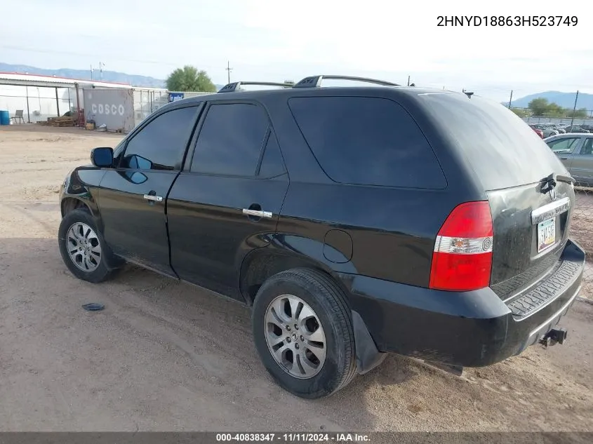 2003 Acura Mdx VIN: 2HNYD18863H523749 Lot: 40838347