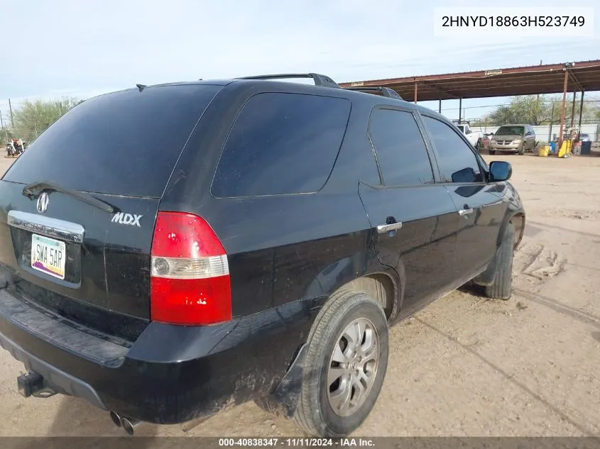 2003 Acura Mdx VIN: 2HNYD18863H523749 Lot: 40838347