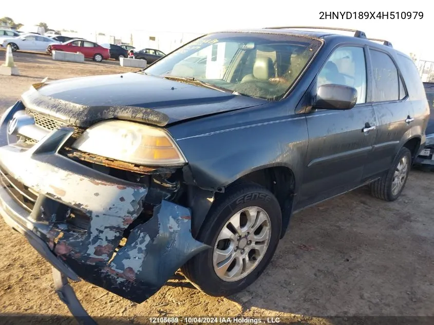 2004 Acura Mdx VIN: 2HNYD189X4H510979 Lot: 12105689