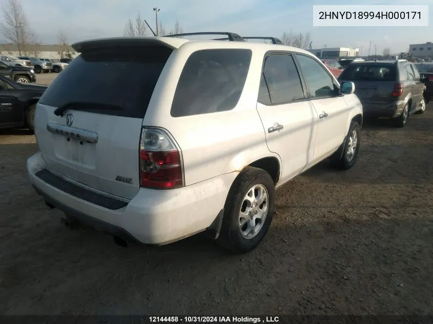 2004 Acura Mdx VIN: 2HNYD18994H000171 Lot: 12144458