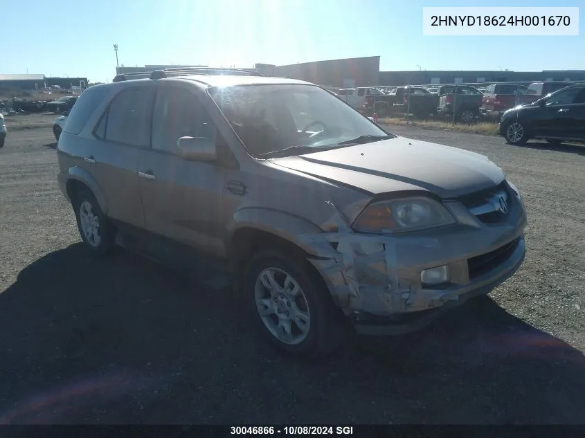 2004 Acura Mdx Touring VIN: 2HNYD18624H001670 Lot: 30046866