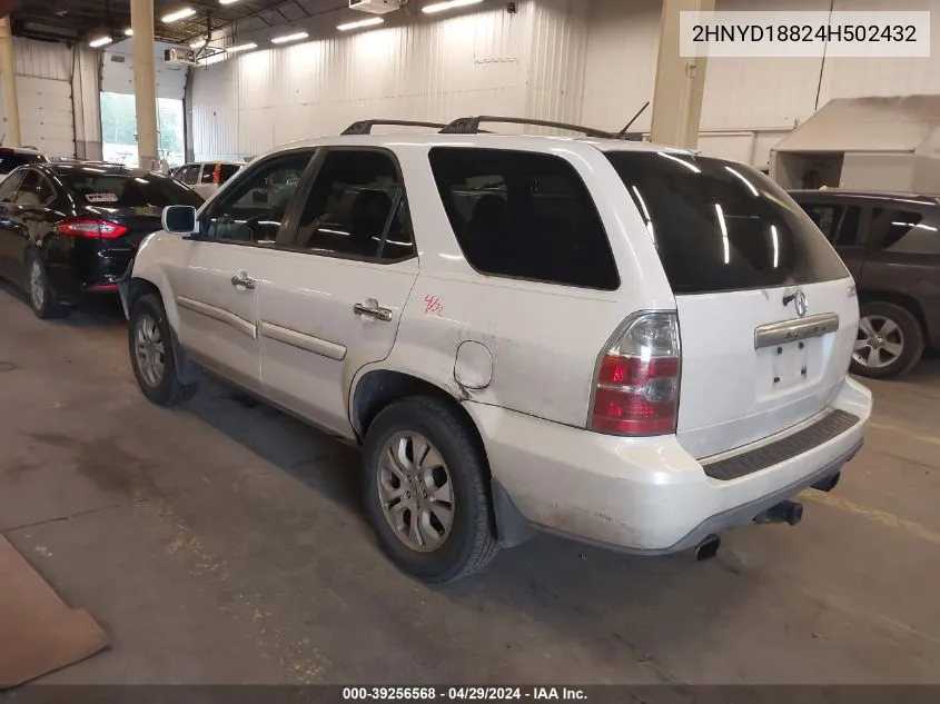 2004 Acura Mdx VIN: 2HNYD18824H502432 Lot: 39256568