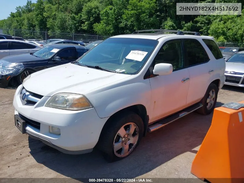 2004 Acura Mdx VIN: 2HNYD182X4H517692 Lot: 39478328