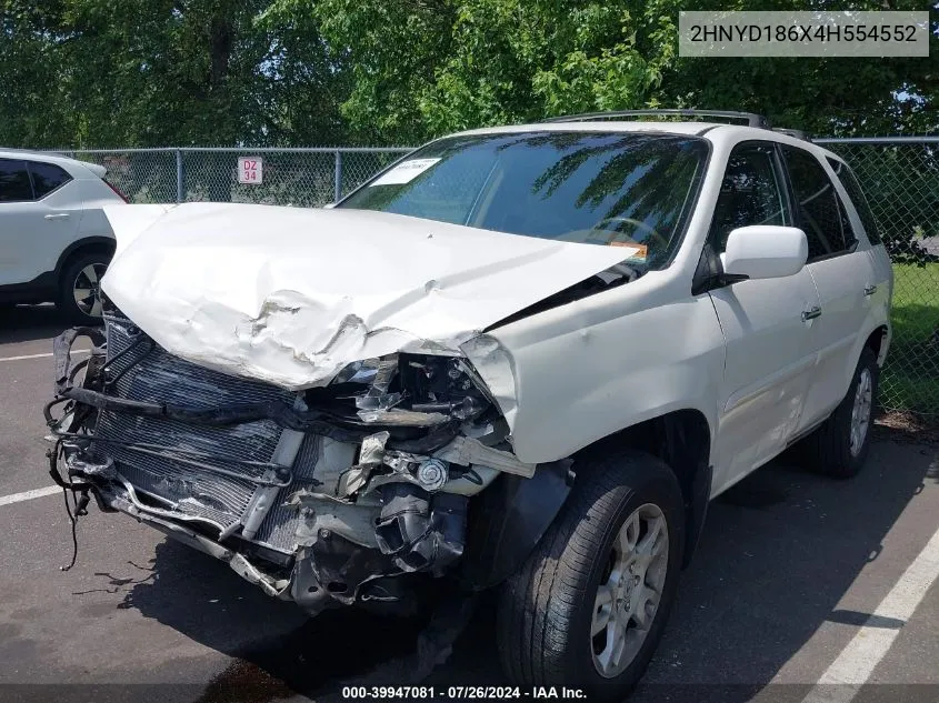 2004 Acura Mdx VIN: 2HNYD186X4H554552 Lot: 39947081