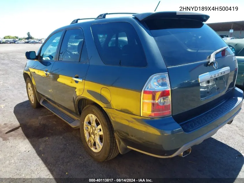 2004 Acura Mdx VIN: 2HNYD189X4H500419 Lot: 40113817