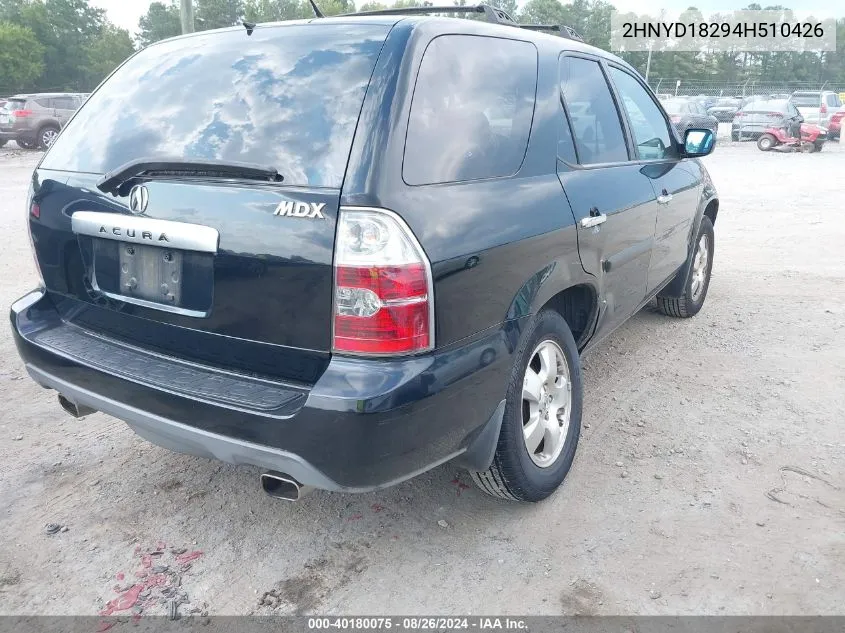 2004 Acura Mdx VIN: 2HNYD18294H510426 Lot: 40180075