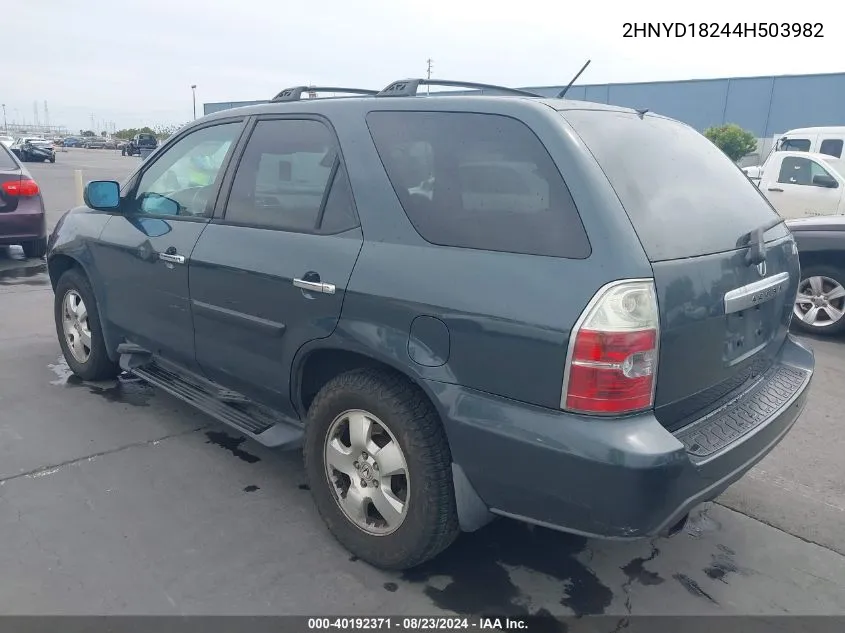 2004 Acura Mdx VIN: 2HNYD18244H503982 Lot: 40192371