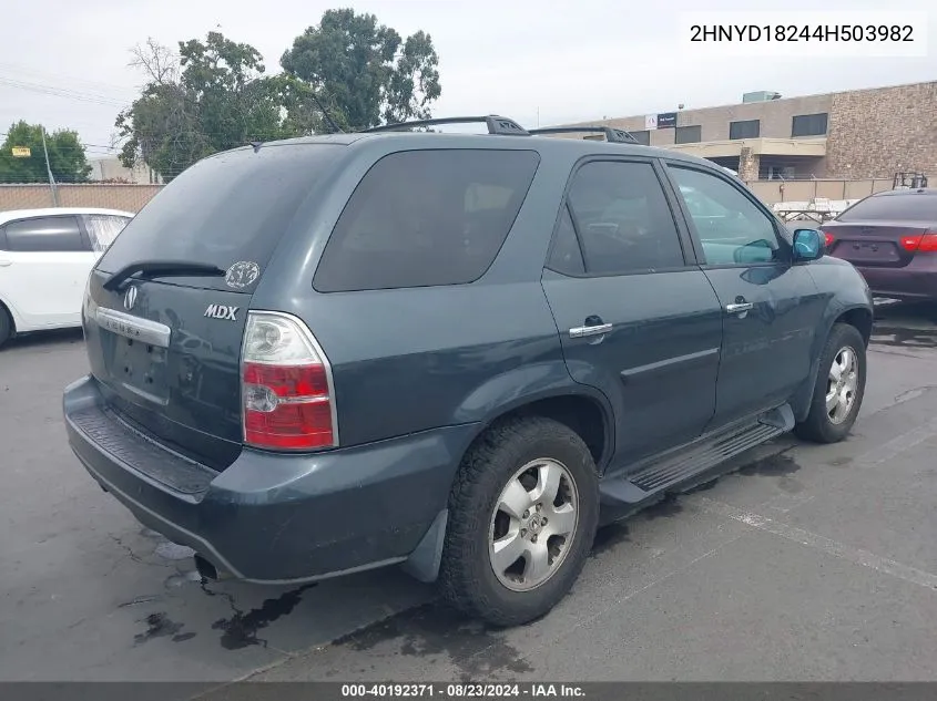 2004 Acura Mdx VIN: 2HNYD18244H503982 Lot: 40192371