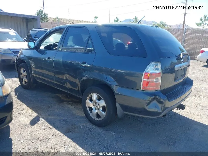 2004 Acura Mdx VIN: 2HNYD18224H521932 Lot: 40221824