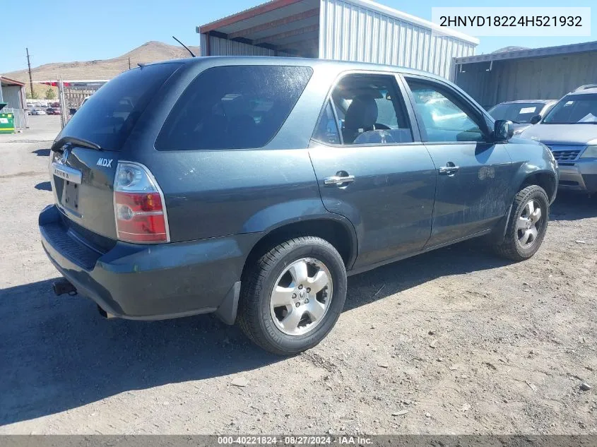 2004 Acura Mdx VIN: 2HNYD18224H521932 Lot: 40221824