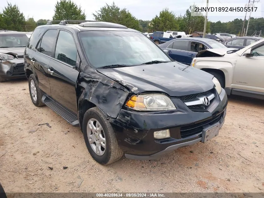 2004 Acura Mdx Touring VIN: 2HNYD18924H505517 Lot: 40259634