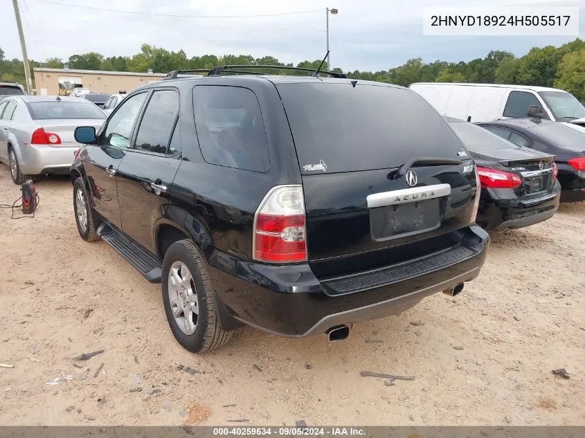 2004 Acura Mdx Touring VIN: 2HNYD18924H505517 Lot: 40259634