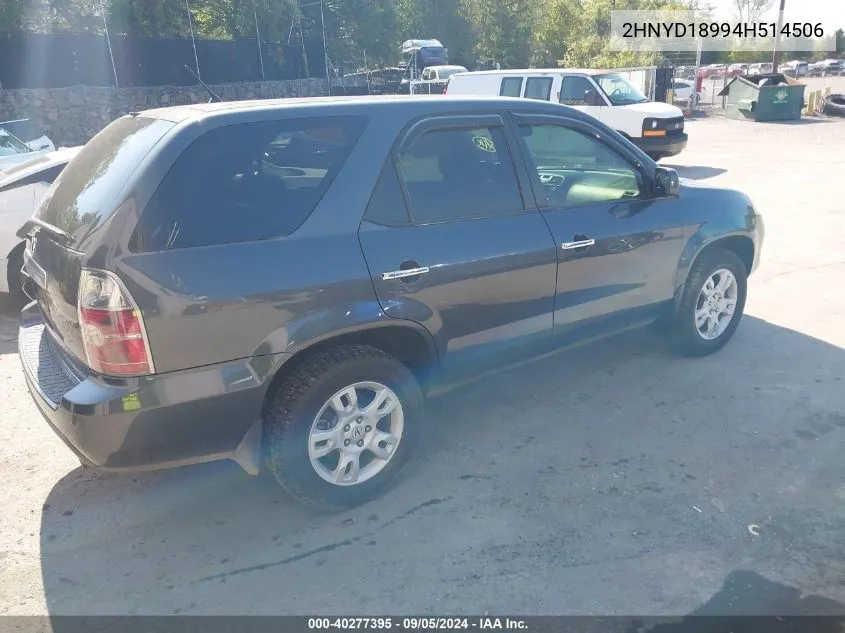 2004 Acura Mdx VIN: 2HNYD18994H514506 Lot: 40277395