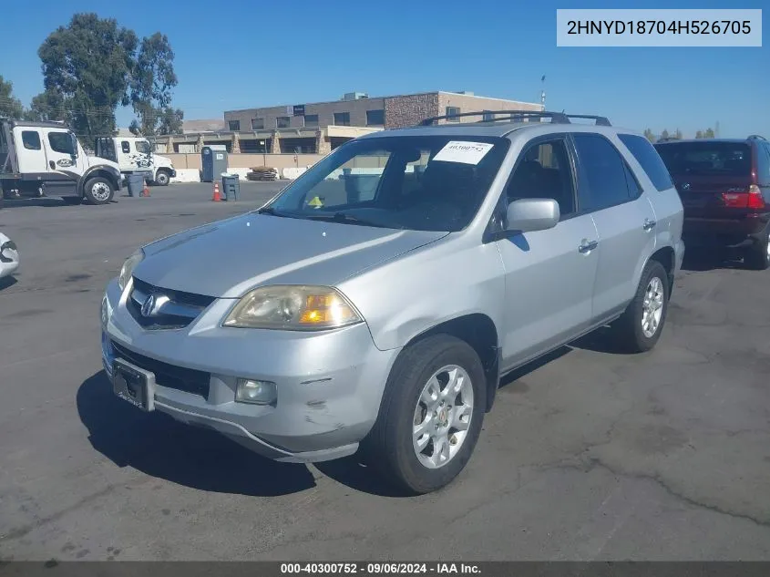 2004 Acura Mdx VIN: 2HNYD18704H526705 Lot: 40300752