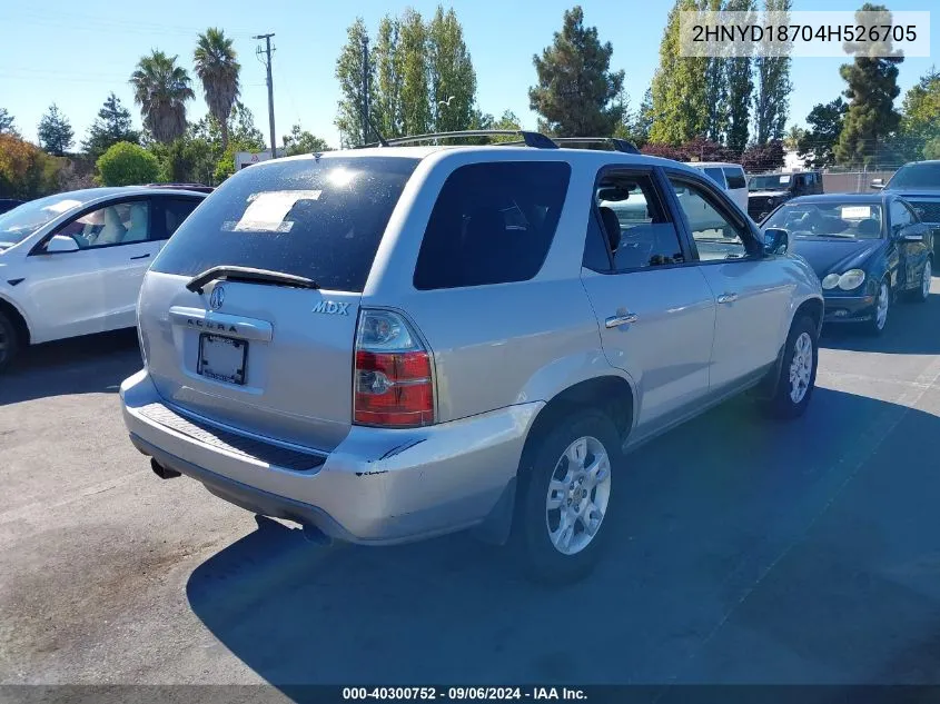 2004 Acura Mdx VIN: 2HNYD18704H526705 Lot: 40300752