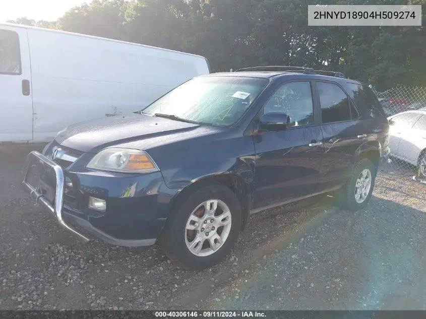 2004 Acura Mdx VIN: 2HNYD18904H509274 Lot: 40306146