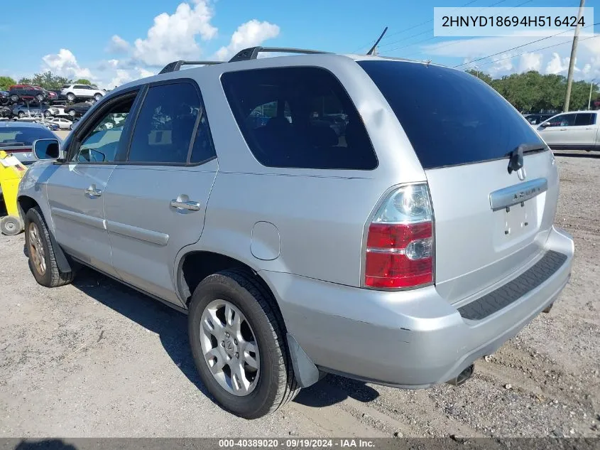 2004 Acura Mdx Touring Pkg VIN: 2HNYD18694H516424 Lot: 40389020