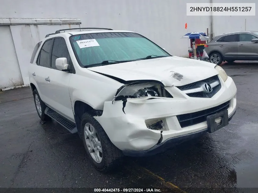 2004 Acura Mdx VIN: 2HNYD18824H551257 Lot: 40442475