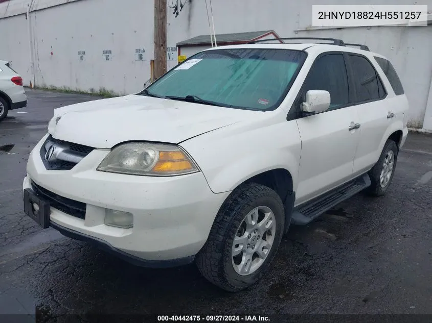 2004 Acura Mdx VIN: 2HNYD18824H551257 Lot: 40442475