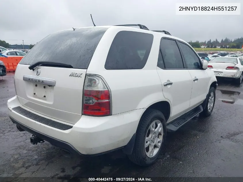 2004 Acura Mdx VIN: 2HNYD18824H551257 Lot: 40442475