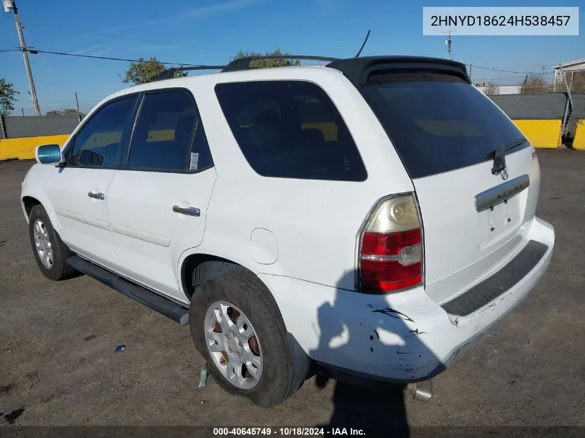 2004 Acura Mdx VIN: 2HNYD18624H538457 Lot: 40645749