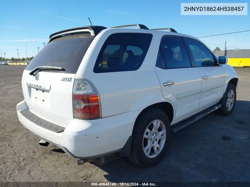 2004 Acura Mdx VIN: 2HNYD18624H538457 Lot: 40645749