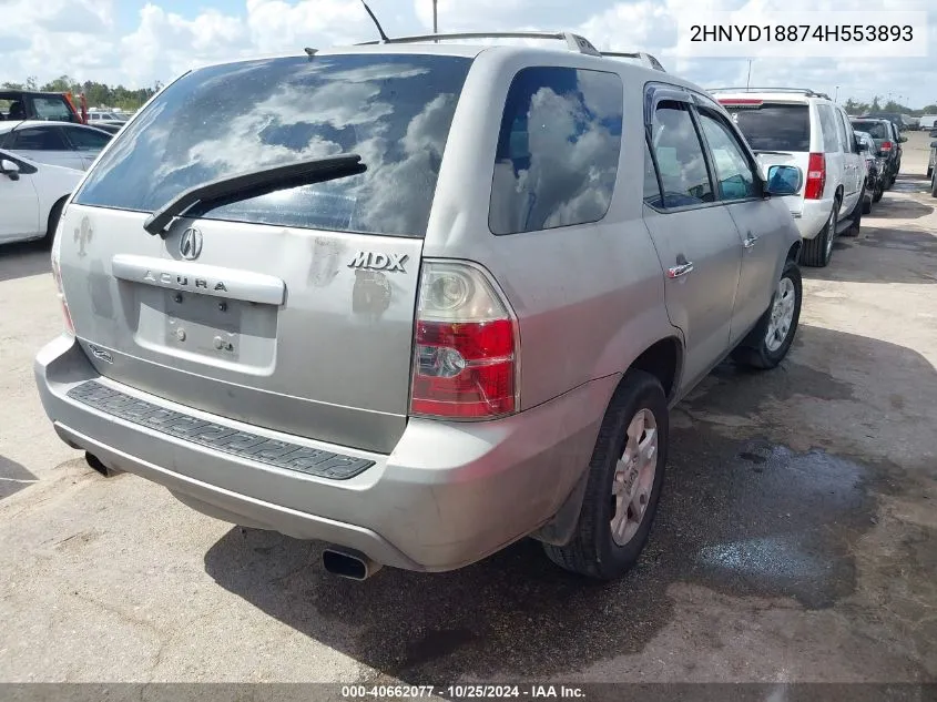 2004 Acura Mdx VIN: 2HNYD18874H553893 Lot: 40662077