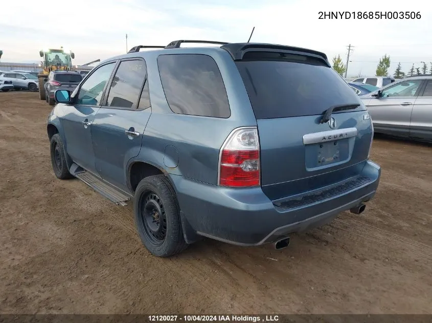 2005 Acura Mdx VIN: 2HNYD18685H003506 Lot: 12120027