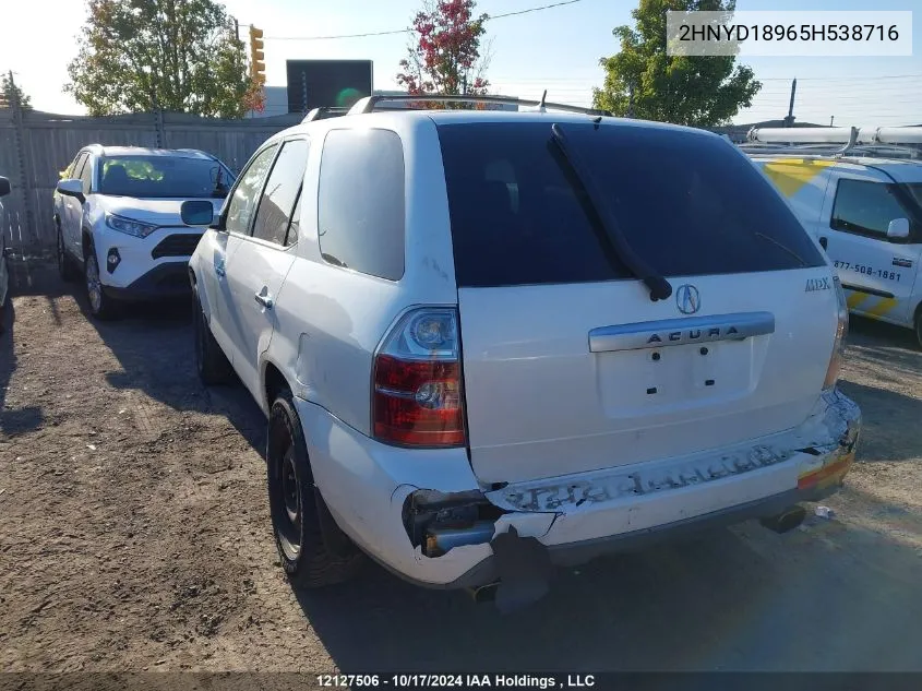 2005 Acura Mdx VIN: 2HNYD18965H538716 Lot: 12127506