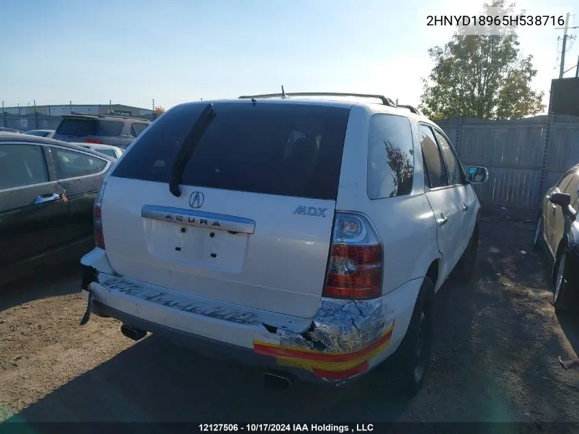 2005 Acura Mdx VIN: 2HNYD18965H538716 Lot: 12127506