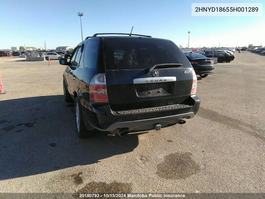 2005 Acura Mdx VIN: 2HNYD18655H001289 Lot: 20180793